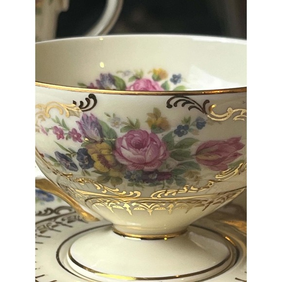 Other - Rosenthal Continental Ivory Queens Bouquet footed demitasse 3 cups and 3 Saucers